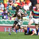Harun Okine leaving the Millfield defenders behind him.